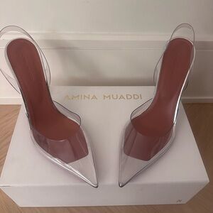 Amina Muaddi glass heels. Size 39.5